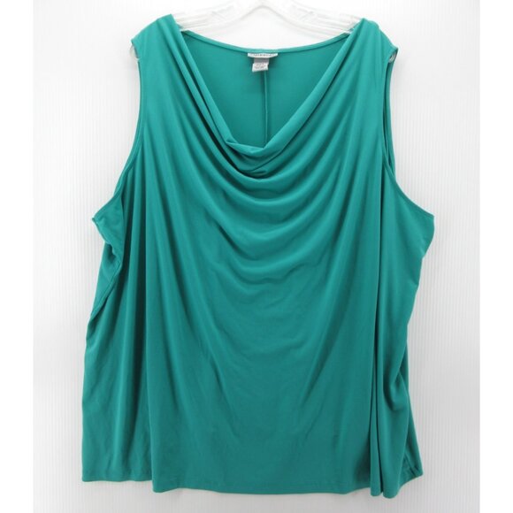 Catherines Top 4X Plus Blouse Drape Stretch Sleeveless Pullover Cowl - Picture 1 of 8